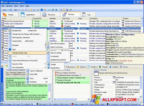 স্ক্রিনশট AnVir Task Manager Windows XP