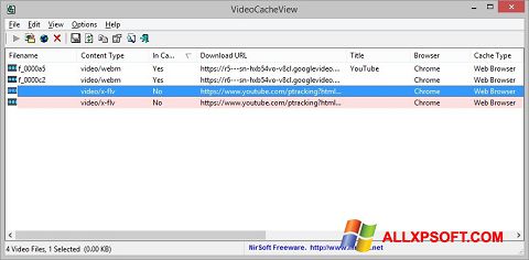 স্ক্রিনশট VideoCacheView Windows XP