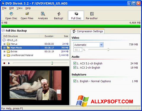 স্ক্রিনশট DVD Shrink Windows XP