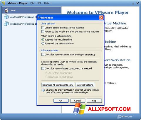 স্ক্রিনশট VMware Player Windows XP