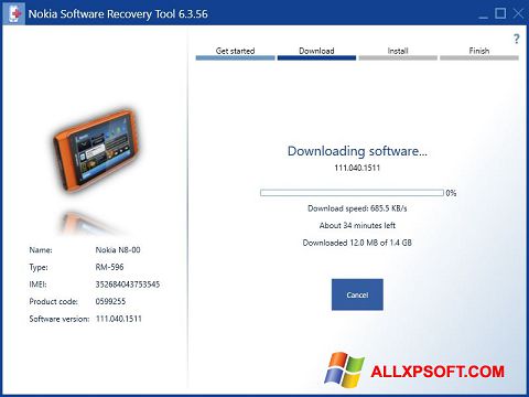 স্ক্রিনশট Nokia Software Recovery Tool Windows XP