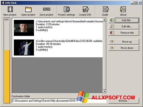স্ক্রিনশট DVD Flick Windows XP
