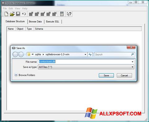 স্ক্রিনশট SQLite Database Browser Windows XP