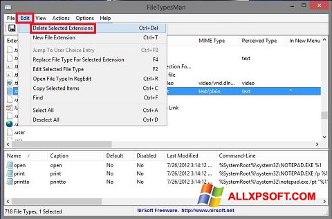 স্ক্রিনশট Unassociate File Types Windows XP