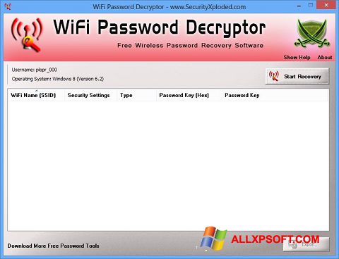 স্ক্রিনশট WiFi Password Decryptor Windows XP