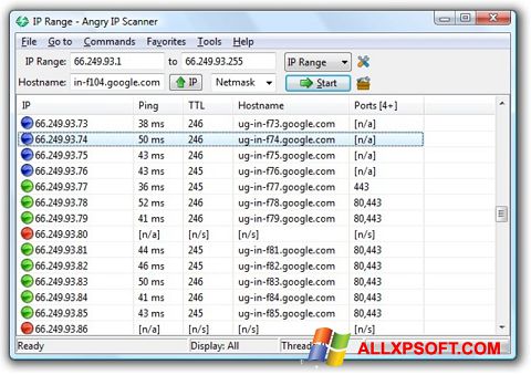 স্ক্রিনশট Angry IP Scanner Windows XP