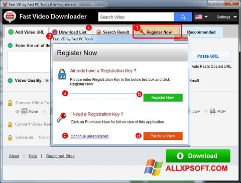 স্ক্রিনশট Fast Video Downloader Windows XP