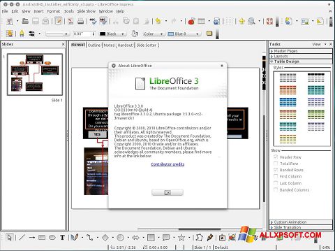 স্ক্রিনশট LibreOffice Windows XP