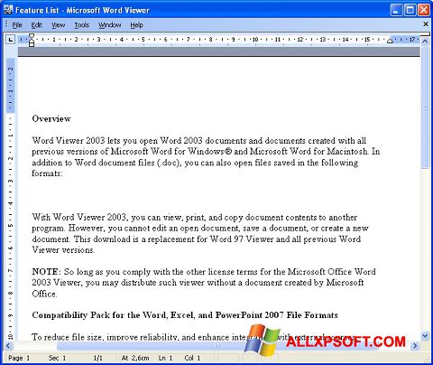 স্ক্রিনশট Word Viewer Windows XP