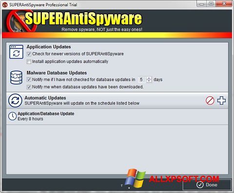 স্ক্রিনশট SUPERAntiSpyware Windows XP