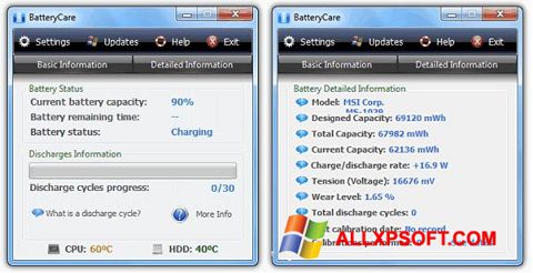 স্ক্রিনশট BatteryCare Windows XP