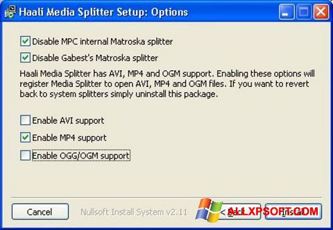 স্ক্রিনশট Haali Media Splitter Windows XP