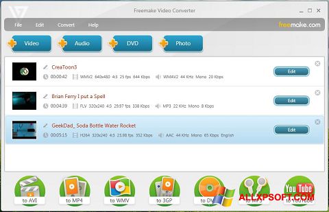স্ক্রিনশট Freemake Video Converter Windows XP