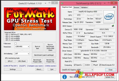 স্ক্রিনশট FurMark Windows XP