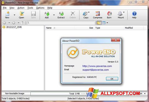 স্ক্রিনশট PowerISO Windows XP