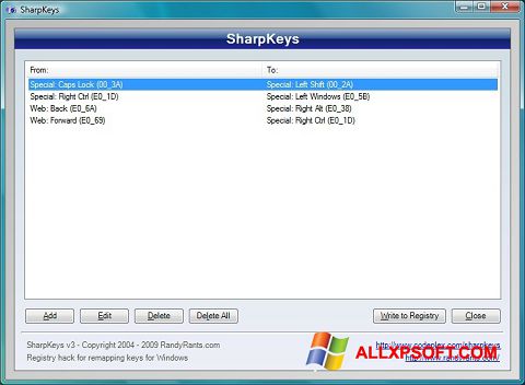 স্ক্রিনশট SharpKeys Windows XP