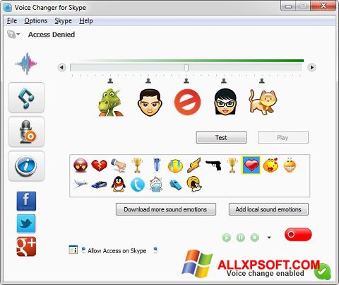 স্ক্রিনশট Skype Voice Changer Windows XP