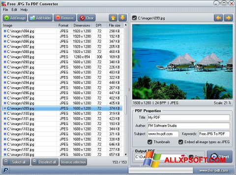 স্ক্রিনশট JPG to PDF Converter Windows XP