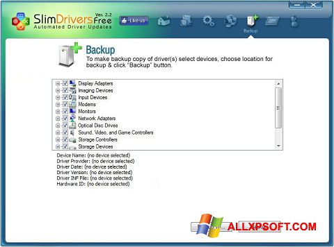 স্ক্রিনশট SlimDrivers Windows XP