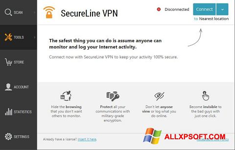 স্ক্রিনশট Avast SecureLine VPN Windows XP