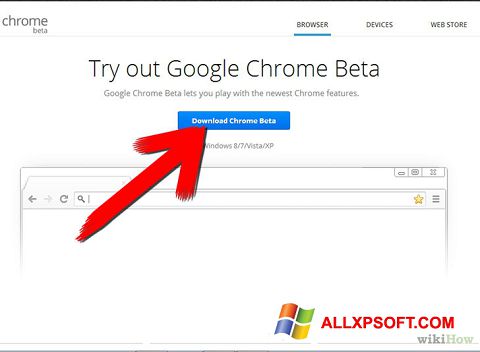 স্ক্রিনশট Google Chrome Beta Windows XP