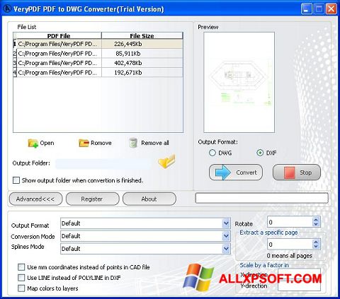 স্ক্রিনশট PDF to DWG Converter Windows XP