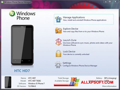 স্ক্রিনশট Windows Phone Device Manager Windows XP