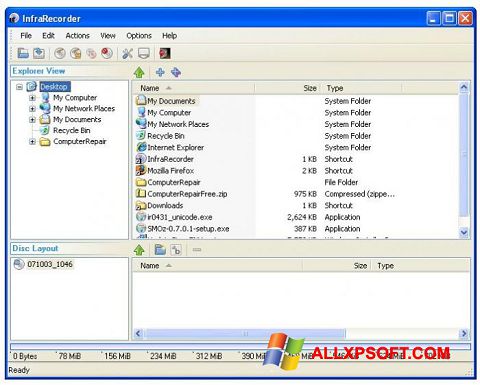 স্ক্রিনশট InfraRecorder Windows XP