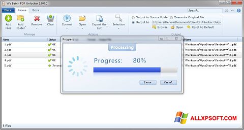 স্ক্রিনশট PDF Unlocker Windows XP