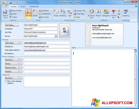 স্ক্রিনশট Microsoft Outlook Windows XP