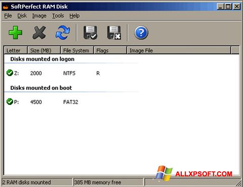 স্ক্রিনশট SoftPerfect RAM Disk Windows XP