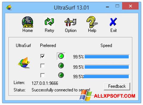 স্ক্রিনশট UltraSurf Windows XP
