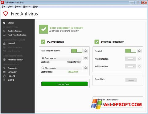স্ক্রিনশট Avira Free Antivirus Windows XP