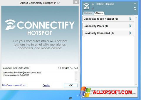 স্ক্রিনশট Connectify Pro Windows XP