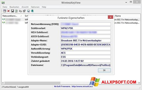 স্ক্রিনশট WirelessKeyView Windows XP