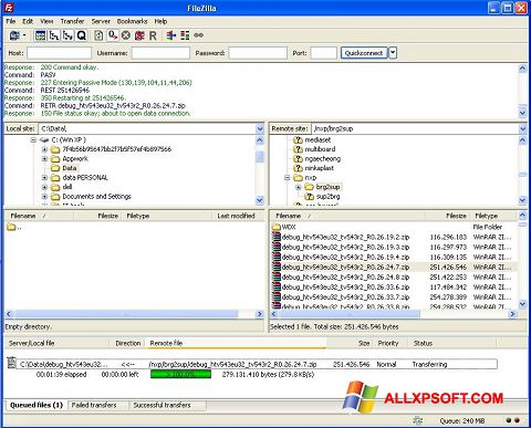 স্ক্রিনশট FileZilla Server Windows XP