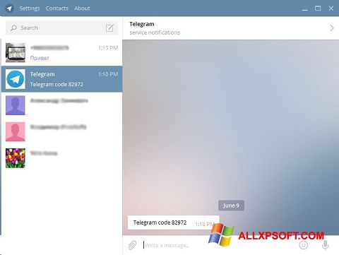 স্ক্রিনশট Telegram Desktop Windows XP