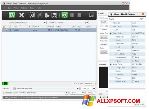 স্ক্রিনশট Xilisoft Video Converter Windows XP