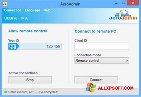স্ক্রিনশট AeroAdmin Windows XP