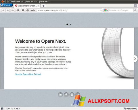 স্ক্রিনশট Opera Developer Windows XP